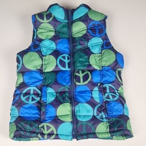 Old Navy - Kids-Colorful Peace Sign Puffer Vest- Size XL